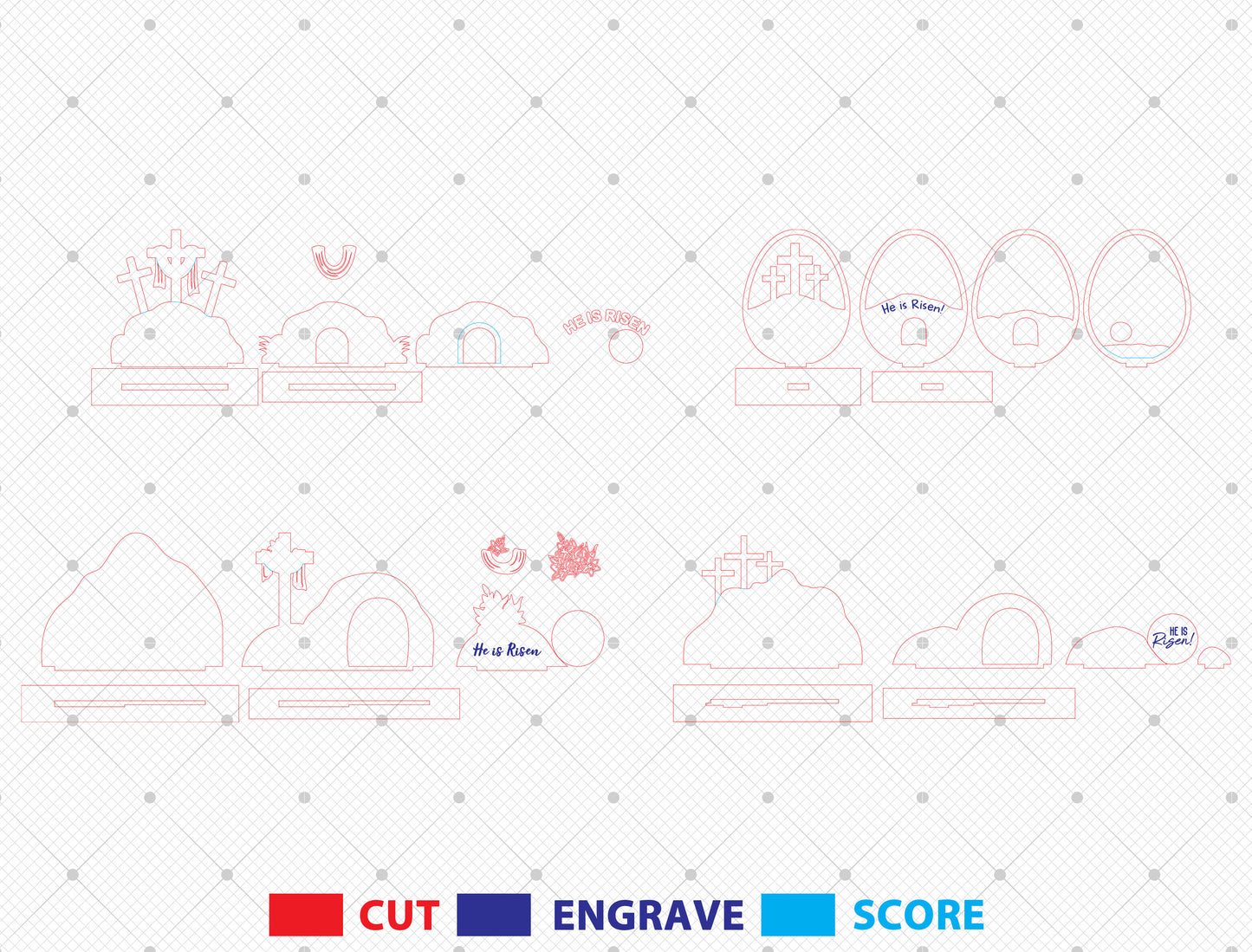 He Is Risen Easter Resurrection Scene SVG 3D Layered Tomb for Glowforge