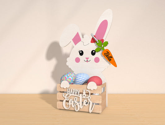Personalized Bunny Easter Basket Holder SVG Bundle for Glowforge and xTool