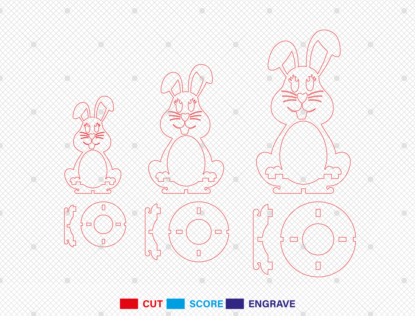 Easter Bunny Egg Holder Stand SVG Bundle 8 Designs for Glowforge and xTool