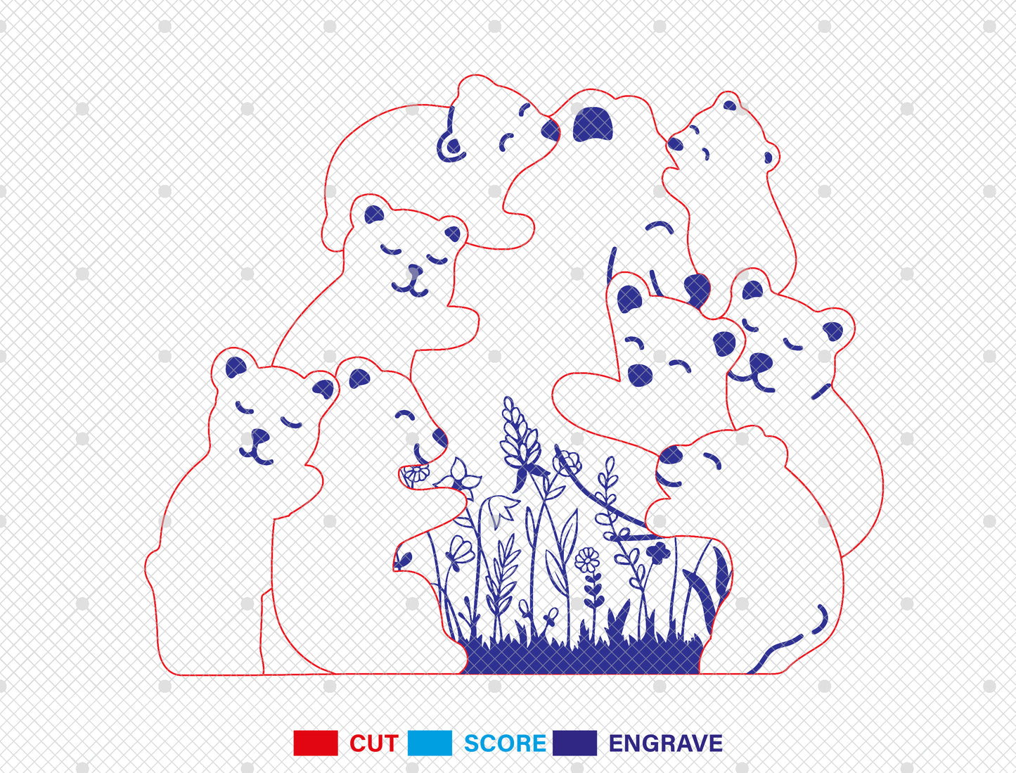 Custom Name Bear Family Tree Sign SVG for xTool and Glowforge