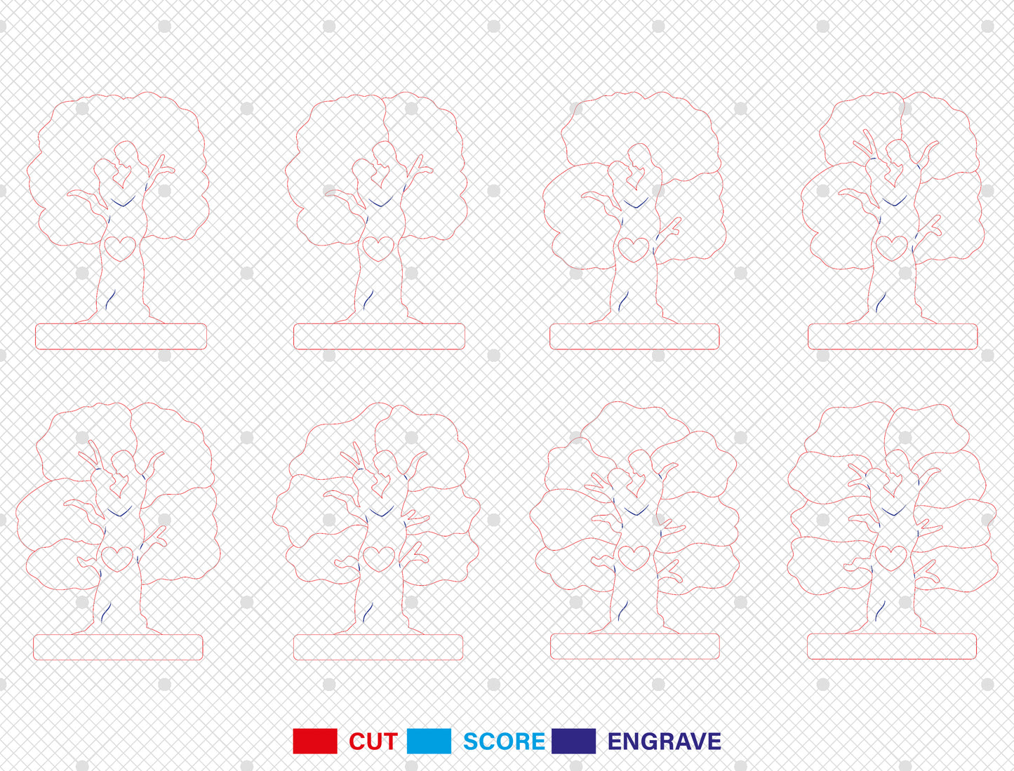 Personalized Family Tree Couple Sign SVG for Glowforge and xTool