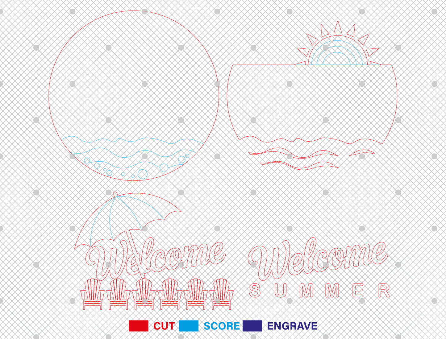 Beach Theme Sign SVG Bundle with 8 Summer Door Hanger Designs