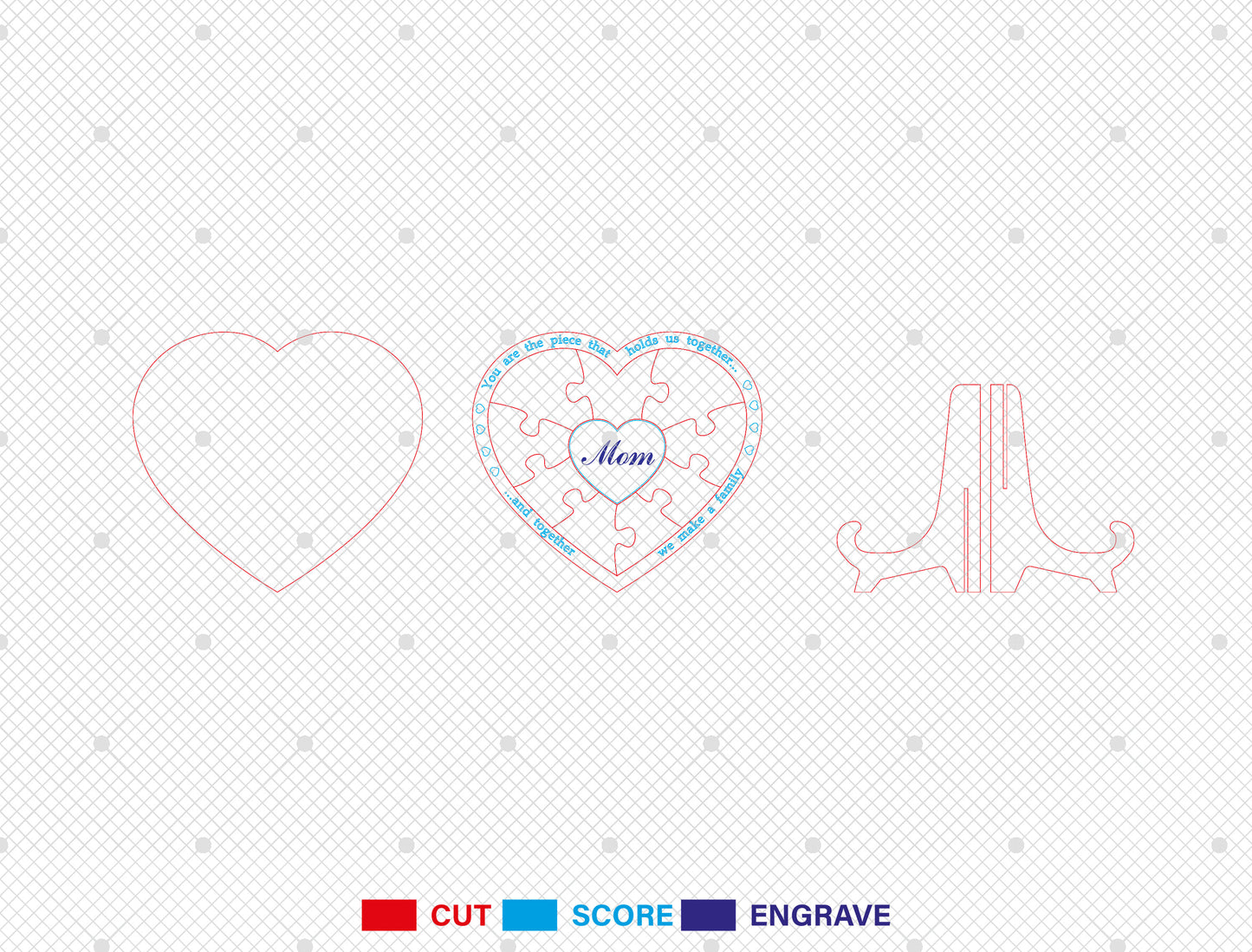 Personalized Mom Heart Sign SVG Custom Kids Name for Glowforge