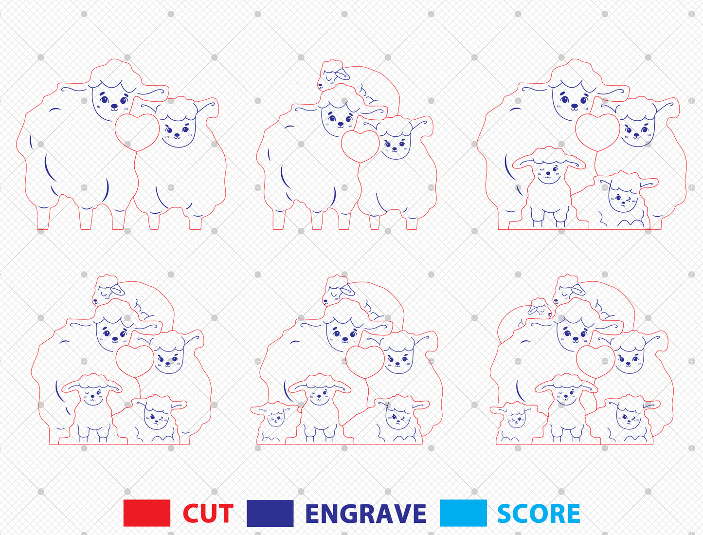 Personalized Family Sheep Puzzle SVG Laser Cut File for Glowforge and LightBurn