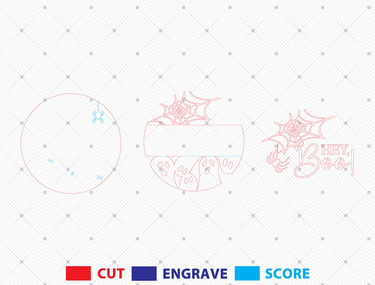 Halloween Ghost Spider Web Round Sign SVG for Glowforge LightBurn xTool