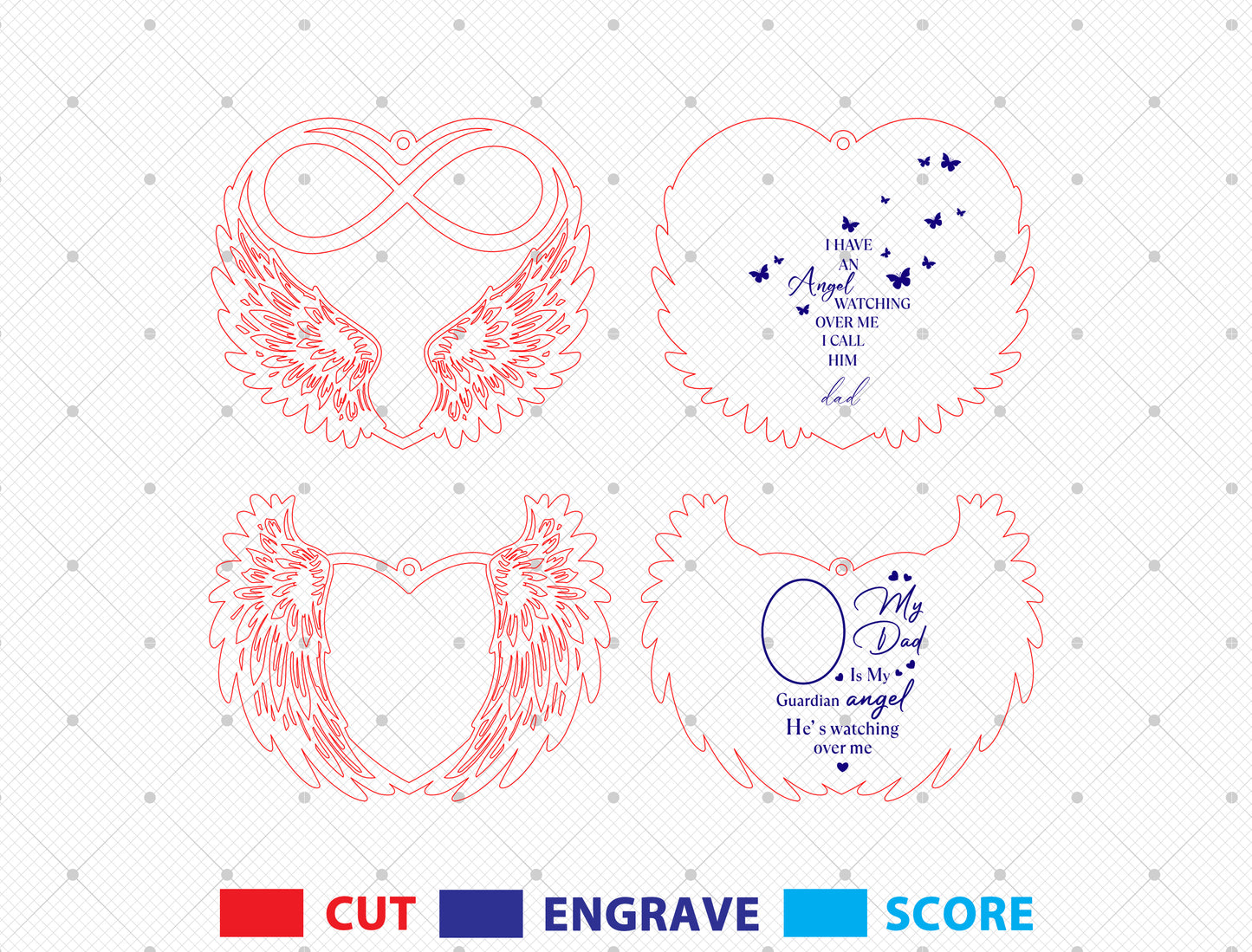 Memorial Angel Wings Ornament SVG In Loving Memory Photo Laser Cut File for LightBurn