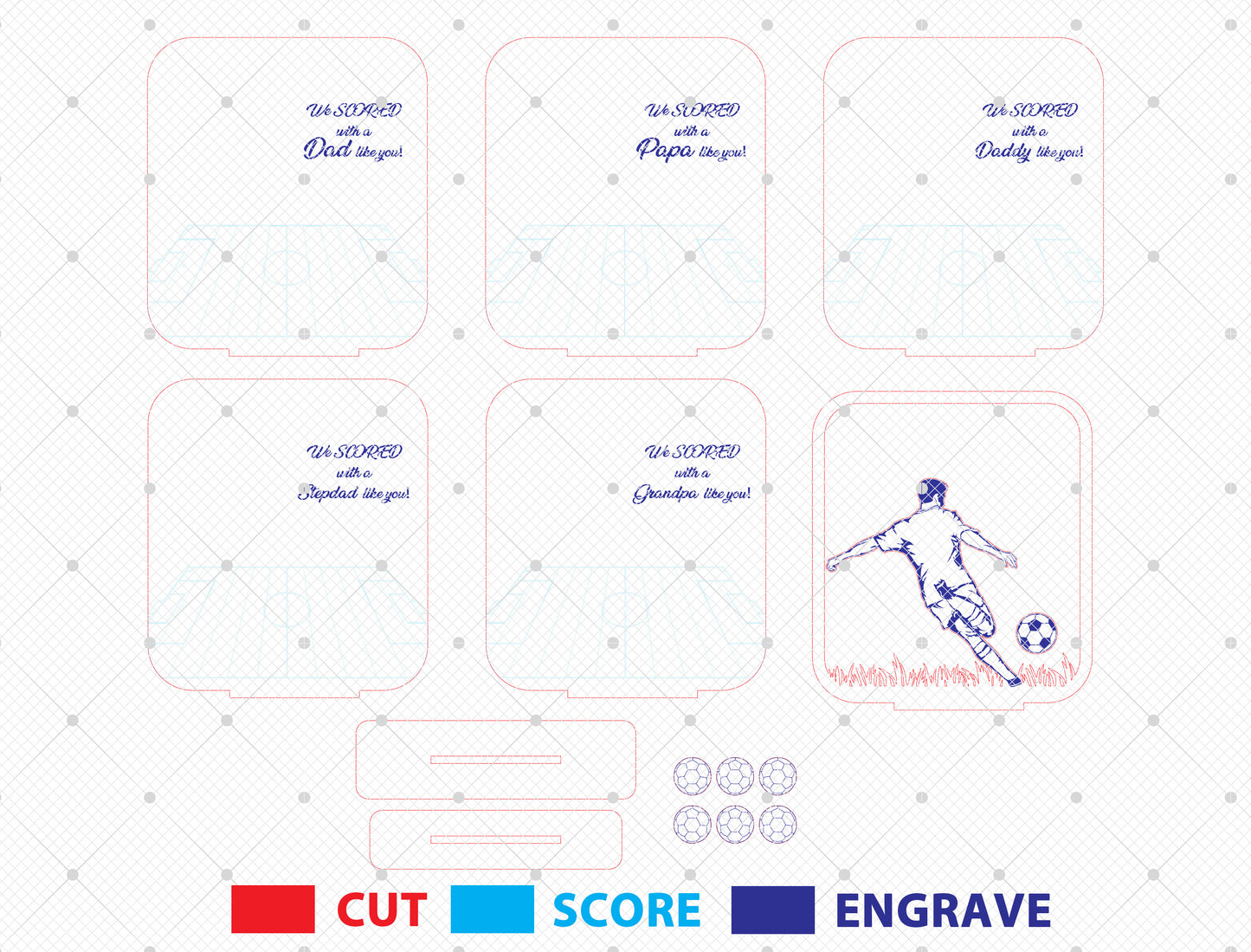 Personalized Soccer Dad Kids Names SVG for Glowforge and xTool