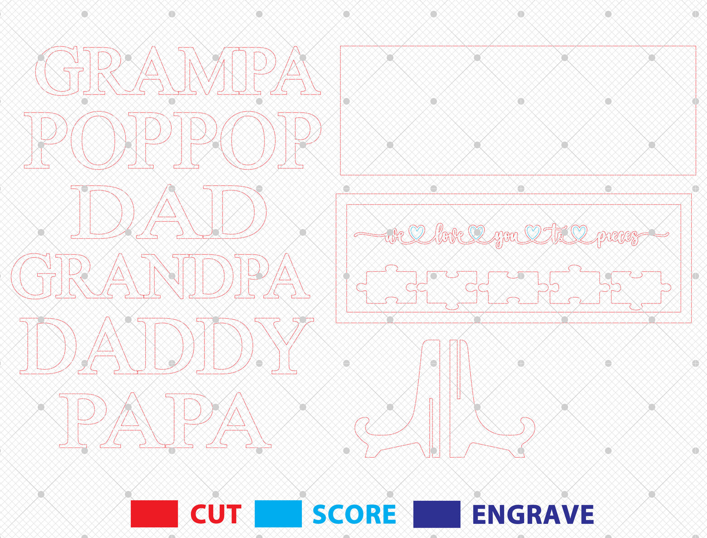 Personalized Dad Puzzle Sign SVG Laser Cut File for Glowforge and xTool