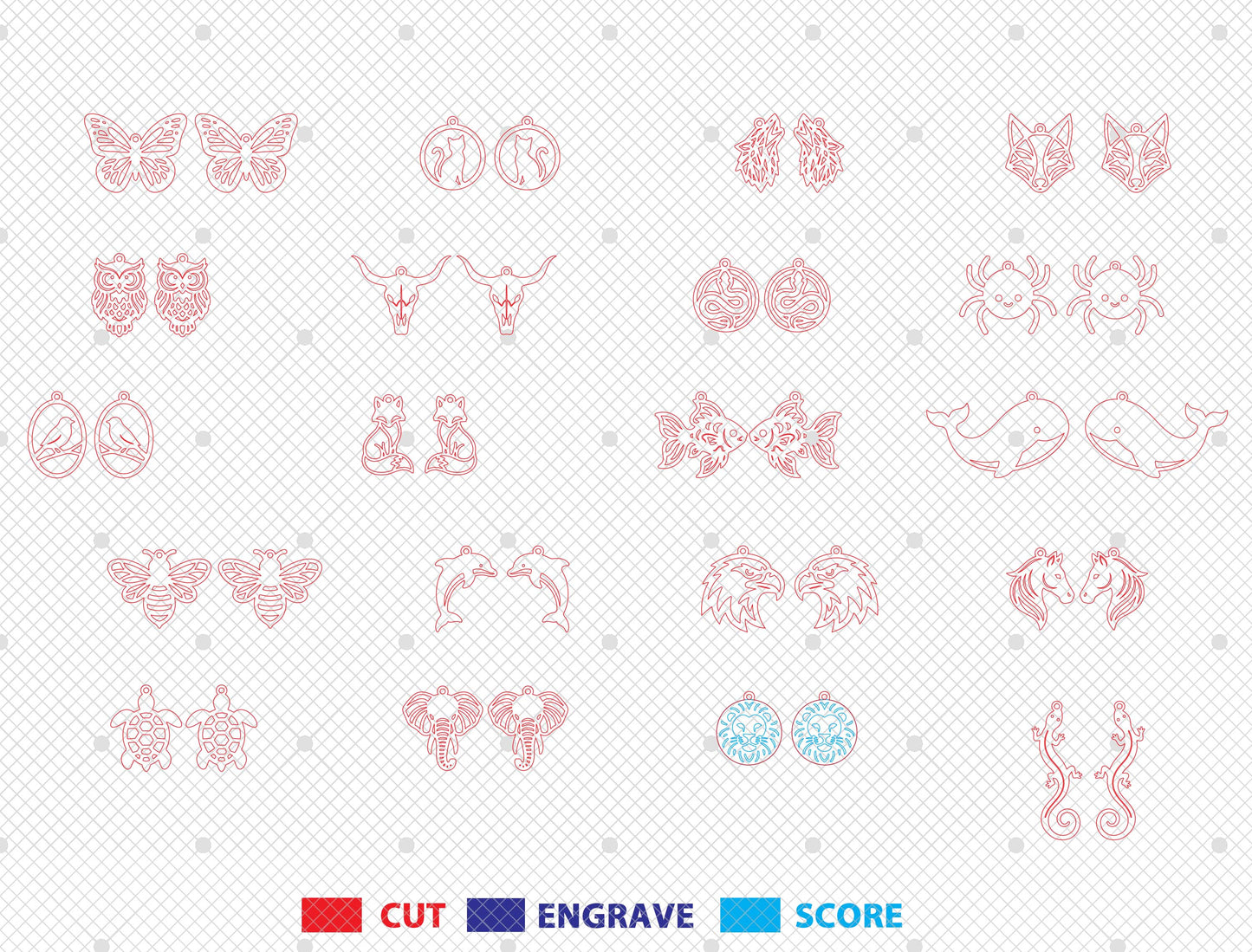 Wooden Animal Earrings SVG Bundle for xTool and Glowforge