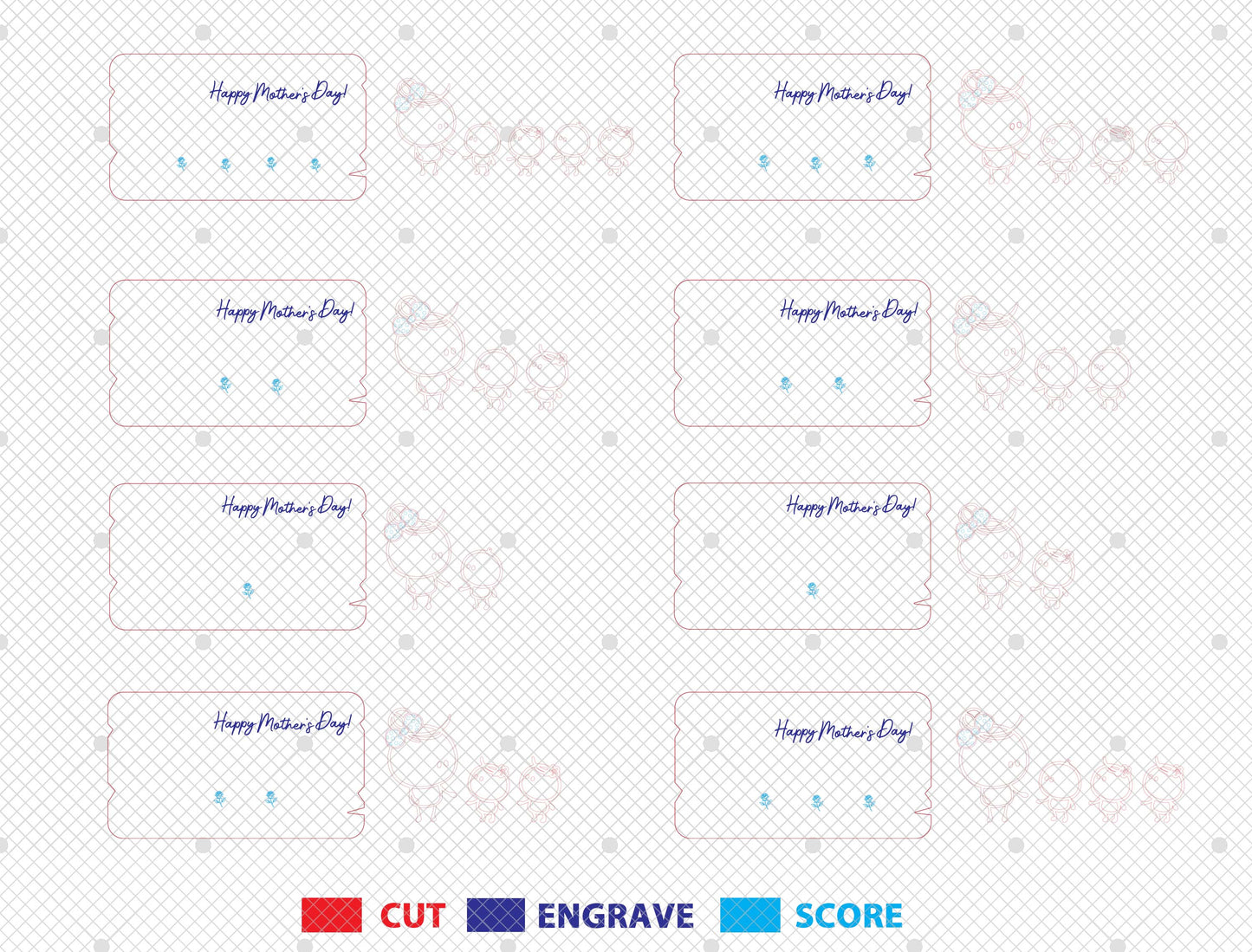 Cute Family Mom Sign SVG Bundle Cartoon for xTool and LightBurn
