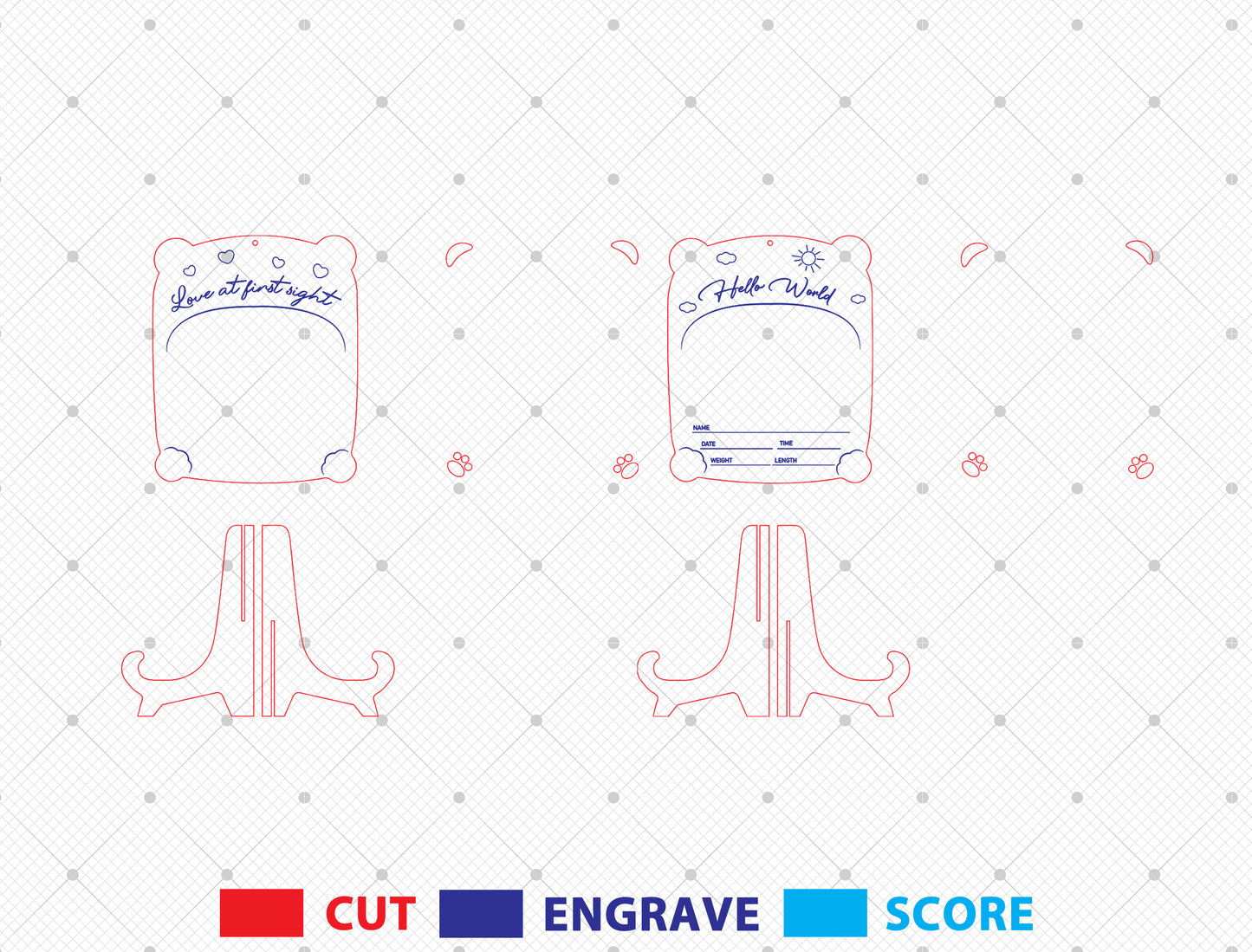 Personalized Baby Footprint Ultrasound Frame SVG Laser Cut File for Glowforge and LightBurn