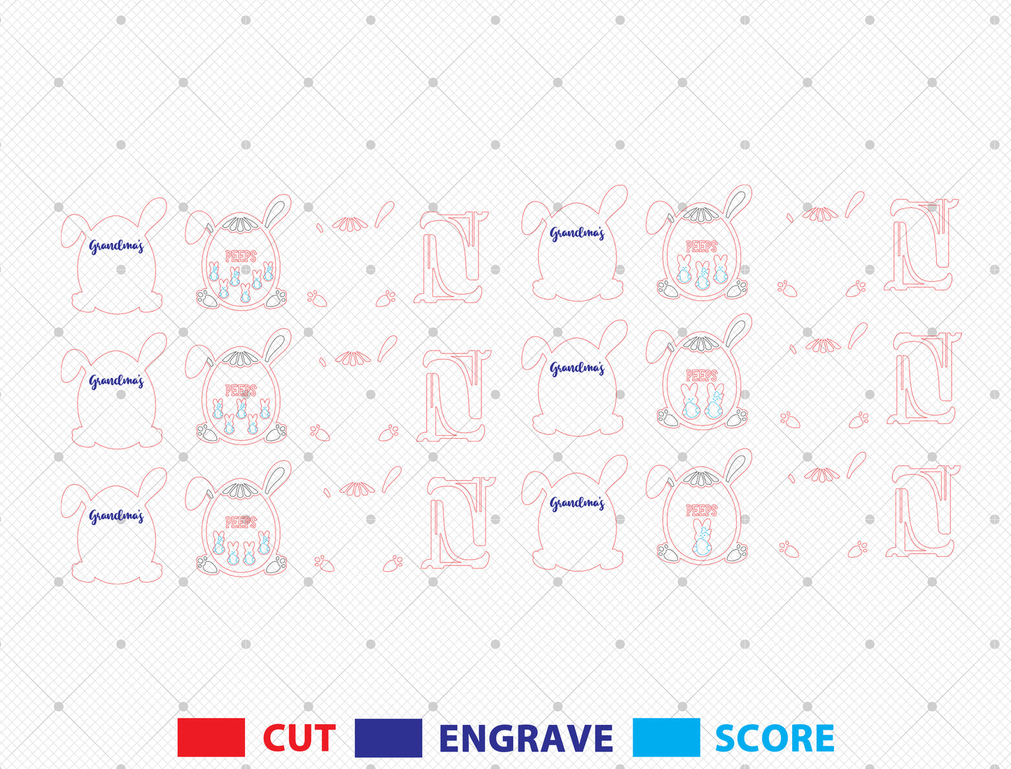 Personalized Easter Bunny Family Sign SVG Grandma Peeps for Glowforge