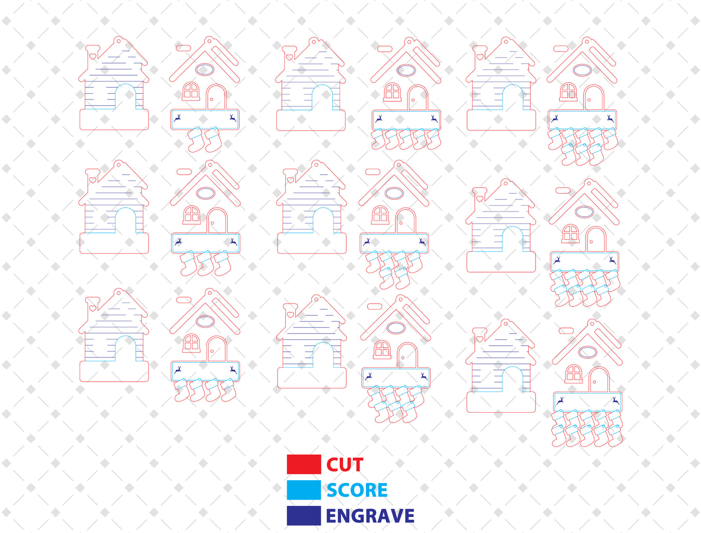 Personalized Christmas Family House Ornament Laser Cut File | Ready to Cut | Glowforge, xTool, LightBurn, etc.