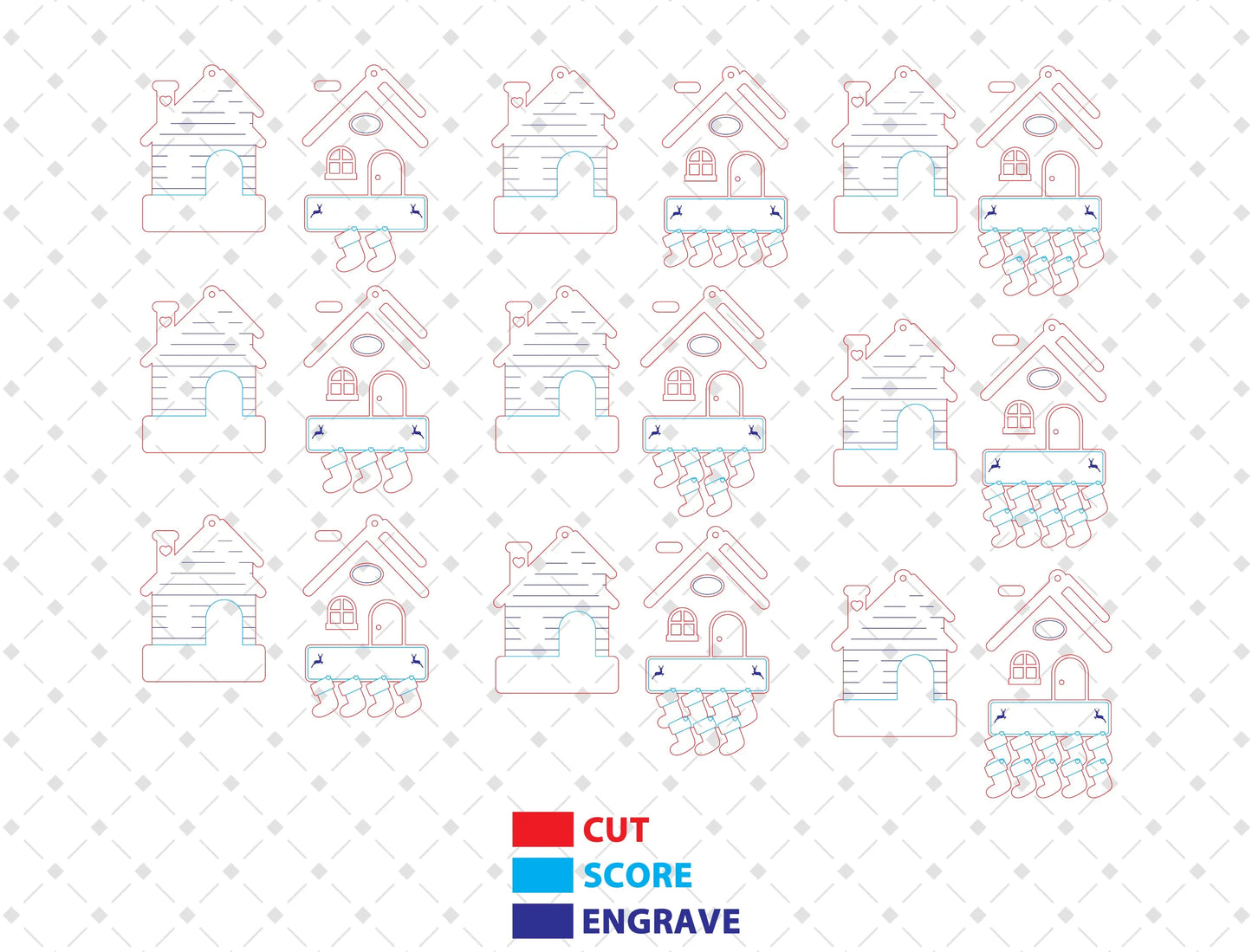 Personalized Christmas Family House Ornament Laser Cut File | Ready to Cut | Glowforge, xTool, LightBurn, etc. My Store