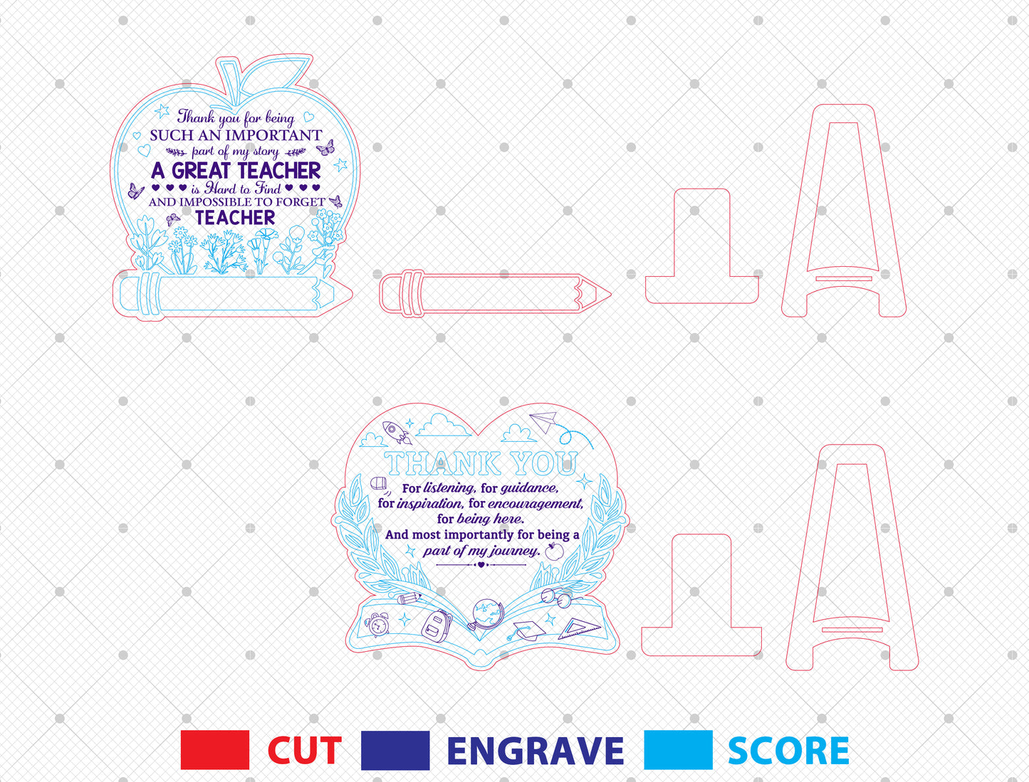 Teacher Appreciation Tabletop SVG Laser Cut File for Glowforge Users