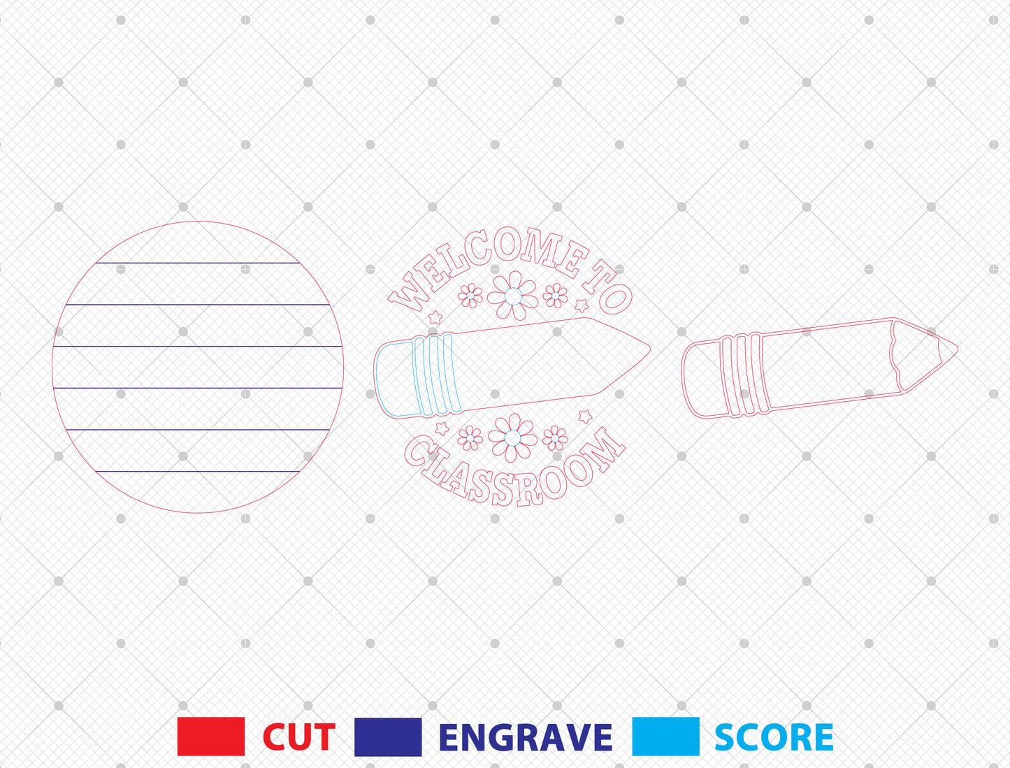 Personalized Teacher Pencil Door Sign SVG Laser Cut File for xTool and Glowforge
