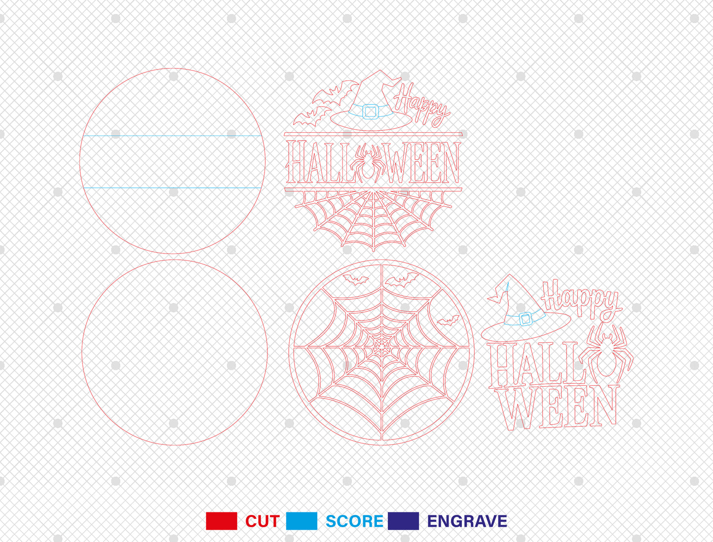 Happy Halloween Witch Hat Door Hanger SVG Set for Glowforge xTool LightBurn