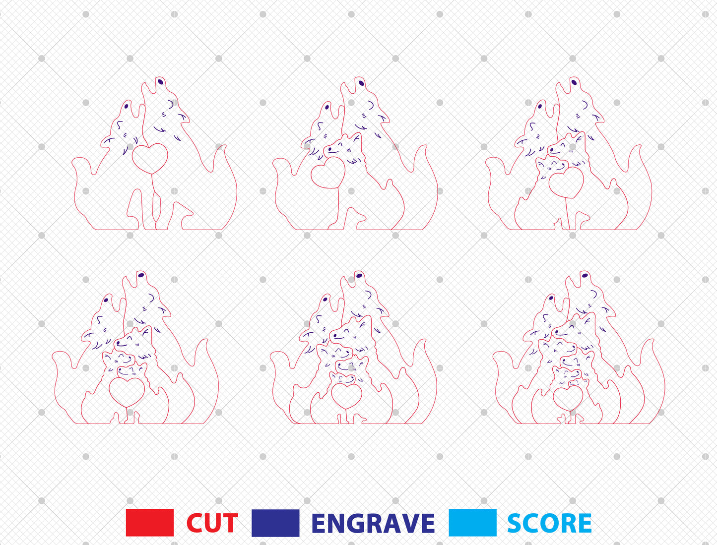 Personalized Family Wolf Puzzle SVG Laser Cut File for xTool and Glowforge