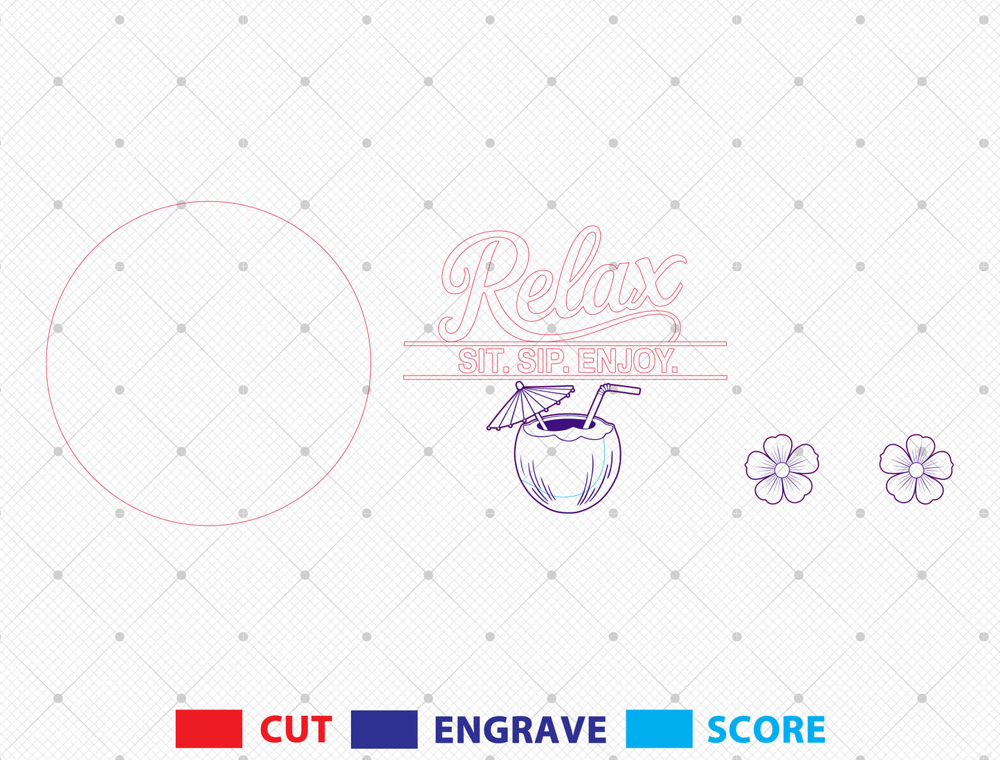 “Relax Sit. Sip. Enjoy.” Door Sign SVG for LightBurn and Glowforge