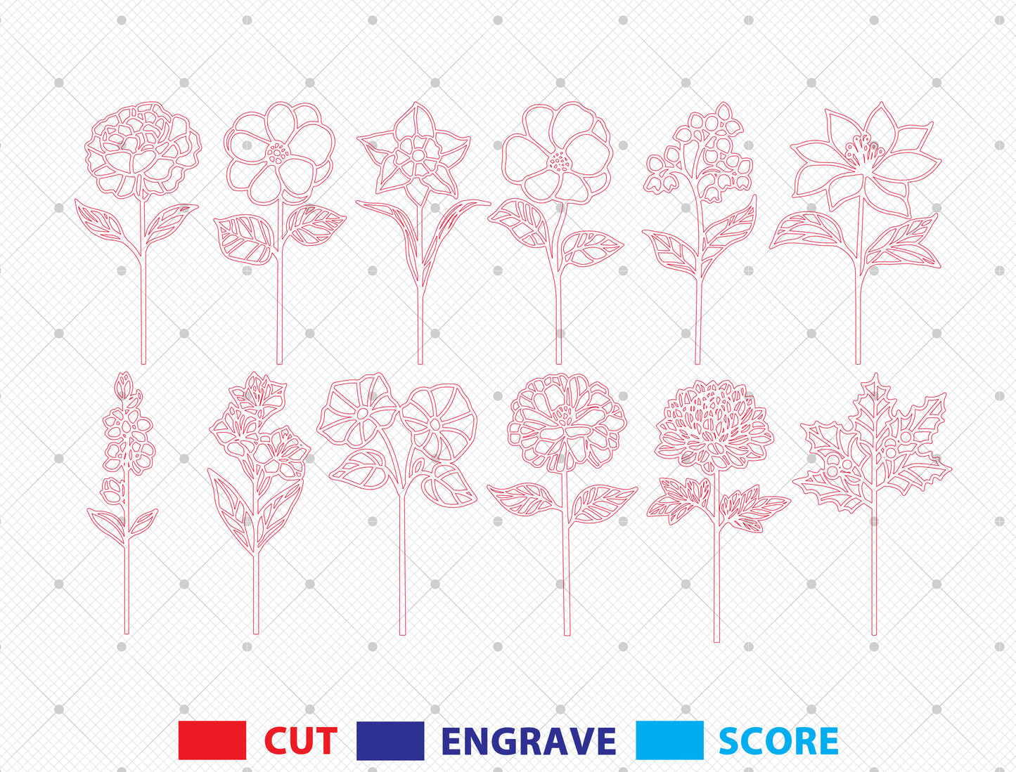 Mother’s Day Birth Flower SVG Bundle for Glowforge and LightBurn