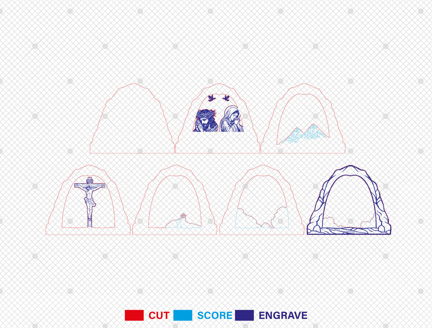 Layered Crucifixion Shadow Box Laser Cut File | Christian Faith Decor | Religious Wooden Art | Glowforge, xTool, LightBurn, etc.