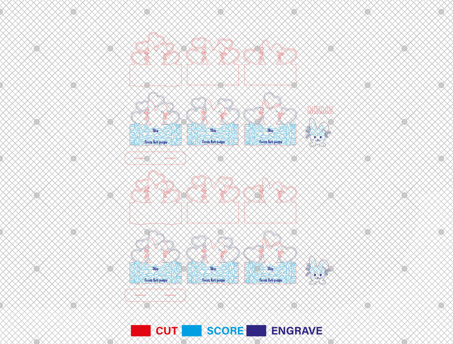 Easter Bunny Photo Frame Laser Cut File Bundle | Mama & Grandma Keepsake Decor | Spring Family Display | Glowforge, xTool, LightBurn, etc.