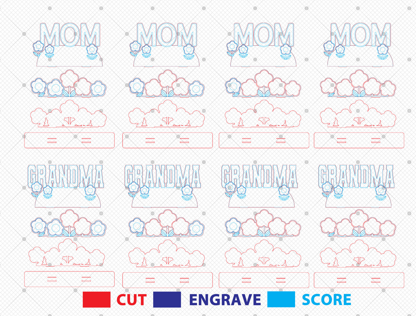 Personalized Mom Grandma Floral Photo Sign SVG for LightBurn and xTool