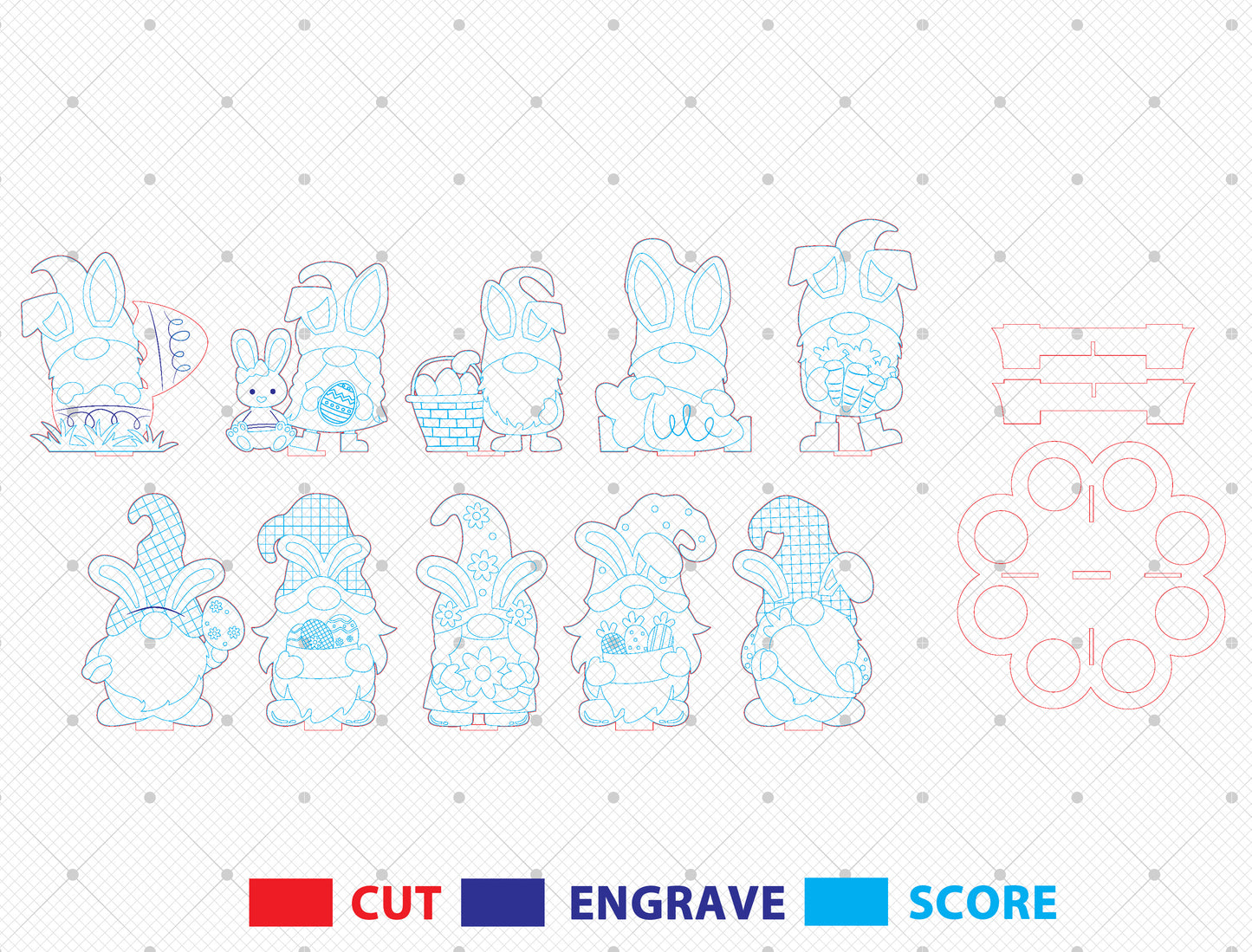 Easter Gnome Egg Holder SVG Spring Egg Display for LightBurn and xTool