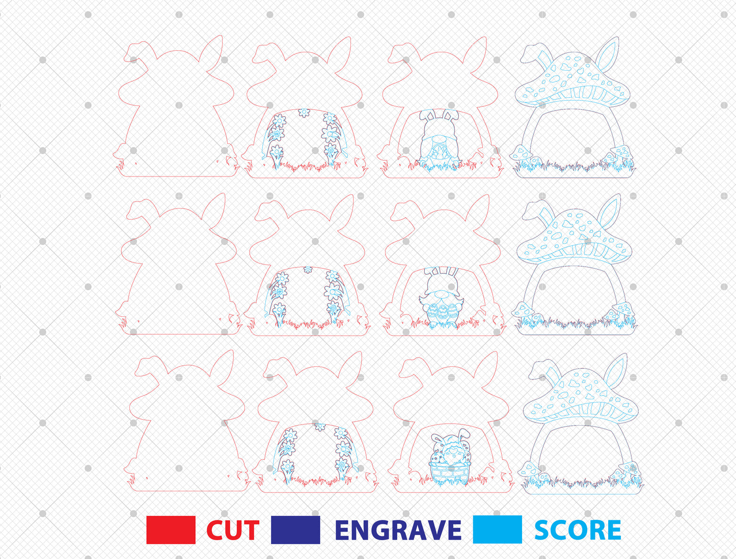 Easter Bunny Mushroom Decor SVG Wooden Spring Scene for Glowforge