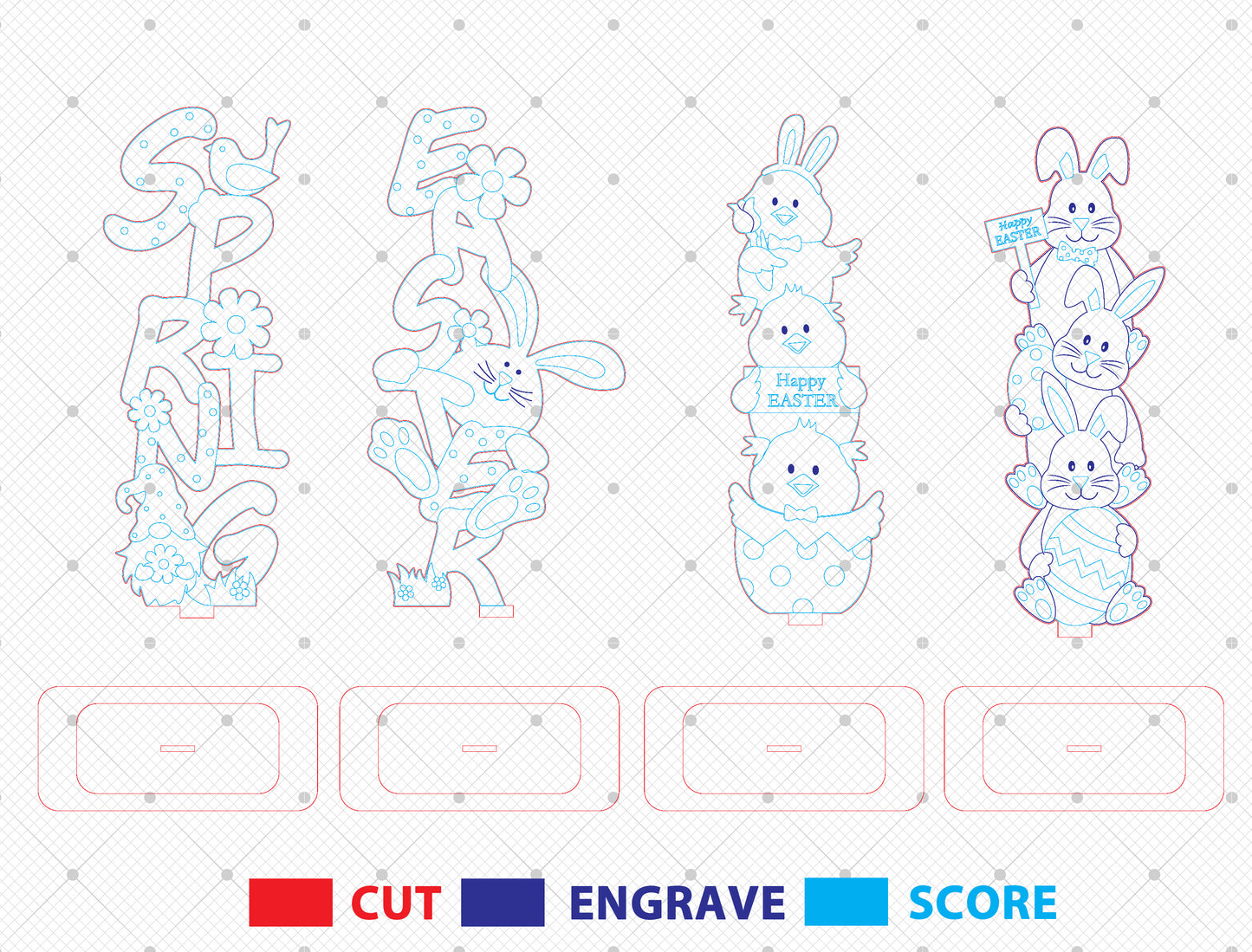 Easter Bunny Standing Sign SVG Cute Spring Decor for LightBurn and xTool