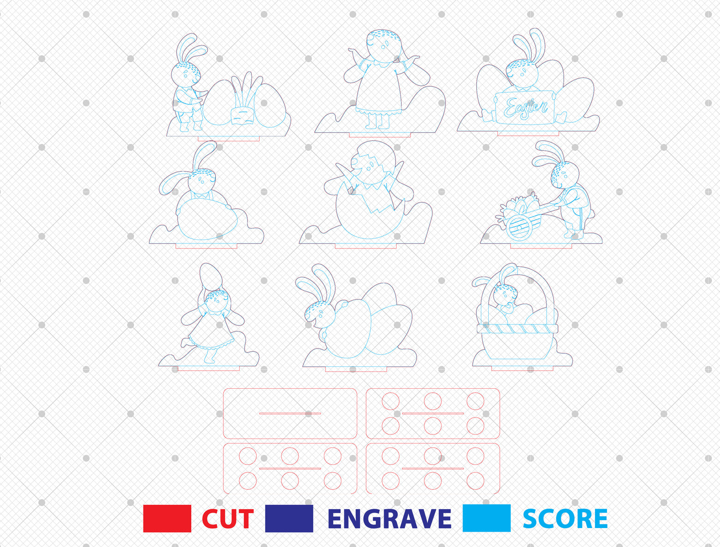 Easter Bunny Egg Holder SVG Spring Bunny Basket for Glowforge and xTool