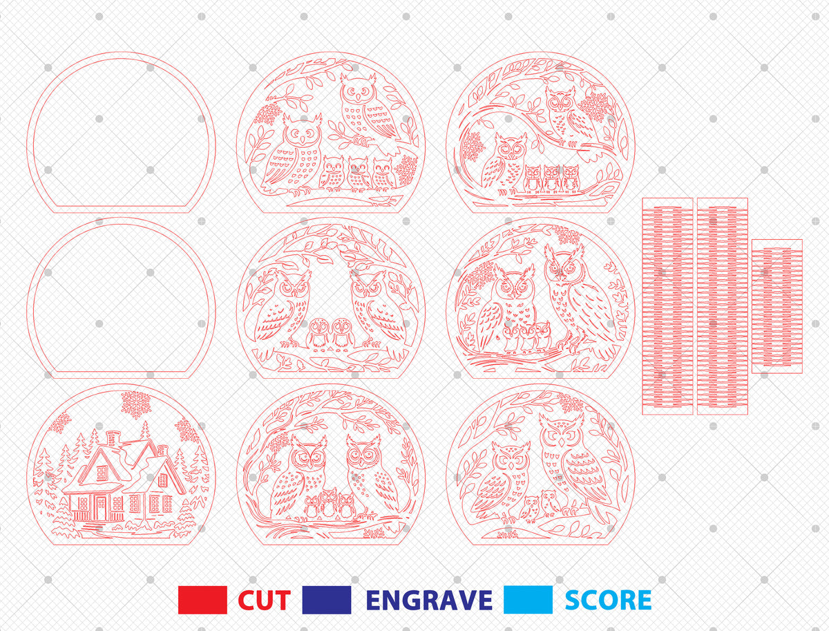 Owl Family Winter Village Christmas Lantern SVG Bundle 8