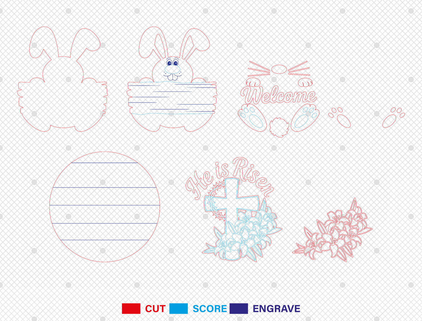 Easter Bunny Welcome Sign SVG 9 Designs Laser Cut for Glowforge and xTool