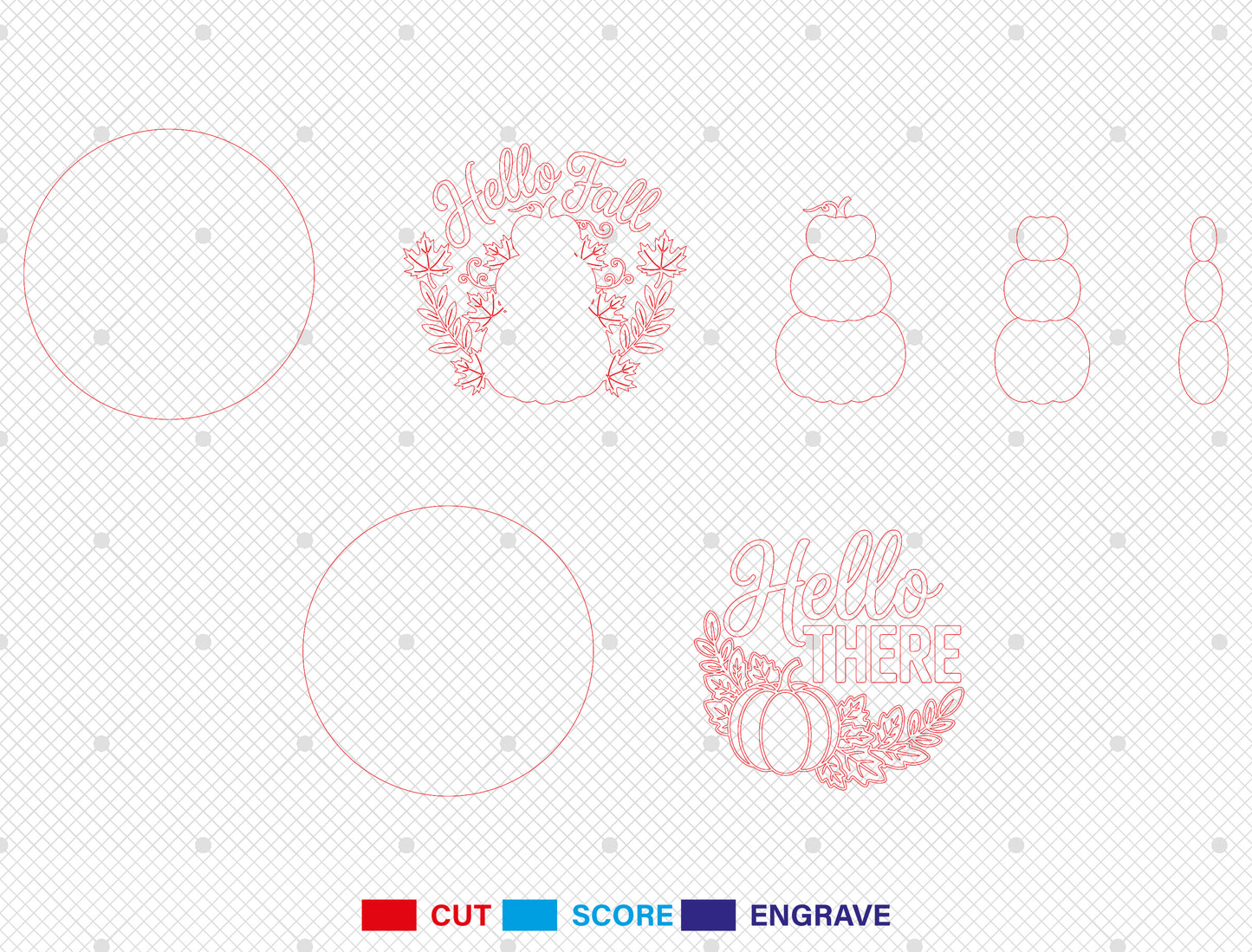 Hello Fall and Hello There Pumpkin Door Hanger SVG Set for Glowforge xTool LightBurn 2 Designs