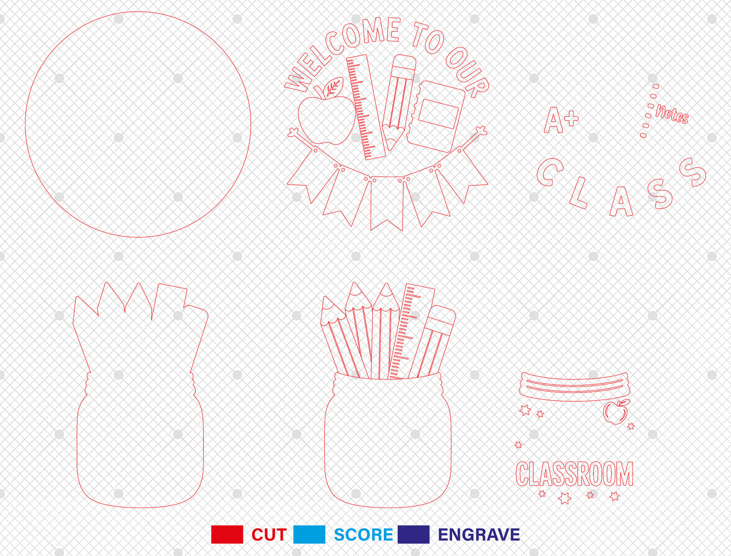 Personalized Pencil Jar Teacher Name Sign SVG Laser Cut File for Glowforge and xTool