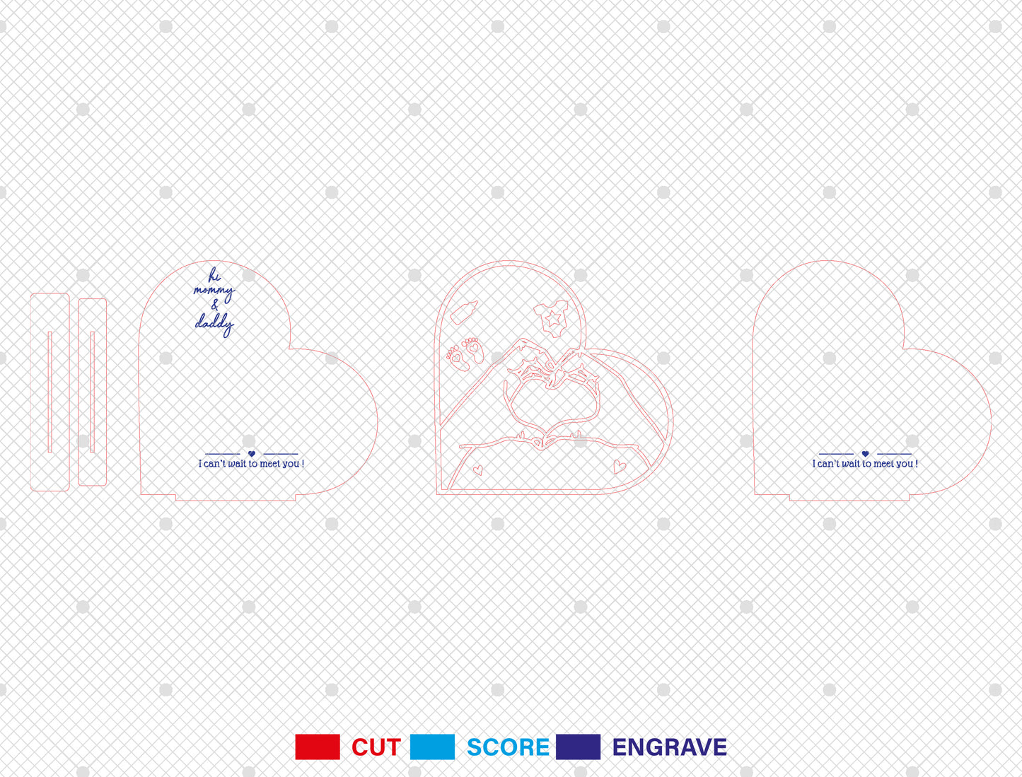 Ultrasound Announcement Heart Frame SVG Laser Cut File for xTool and Glowforge