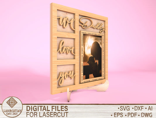 Dad Picture Frame Fathers Day SVG Bundle Laser Cut File for Glowforge and xTool