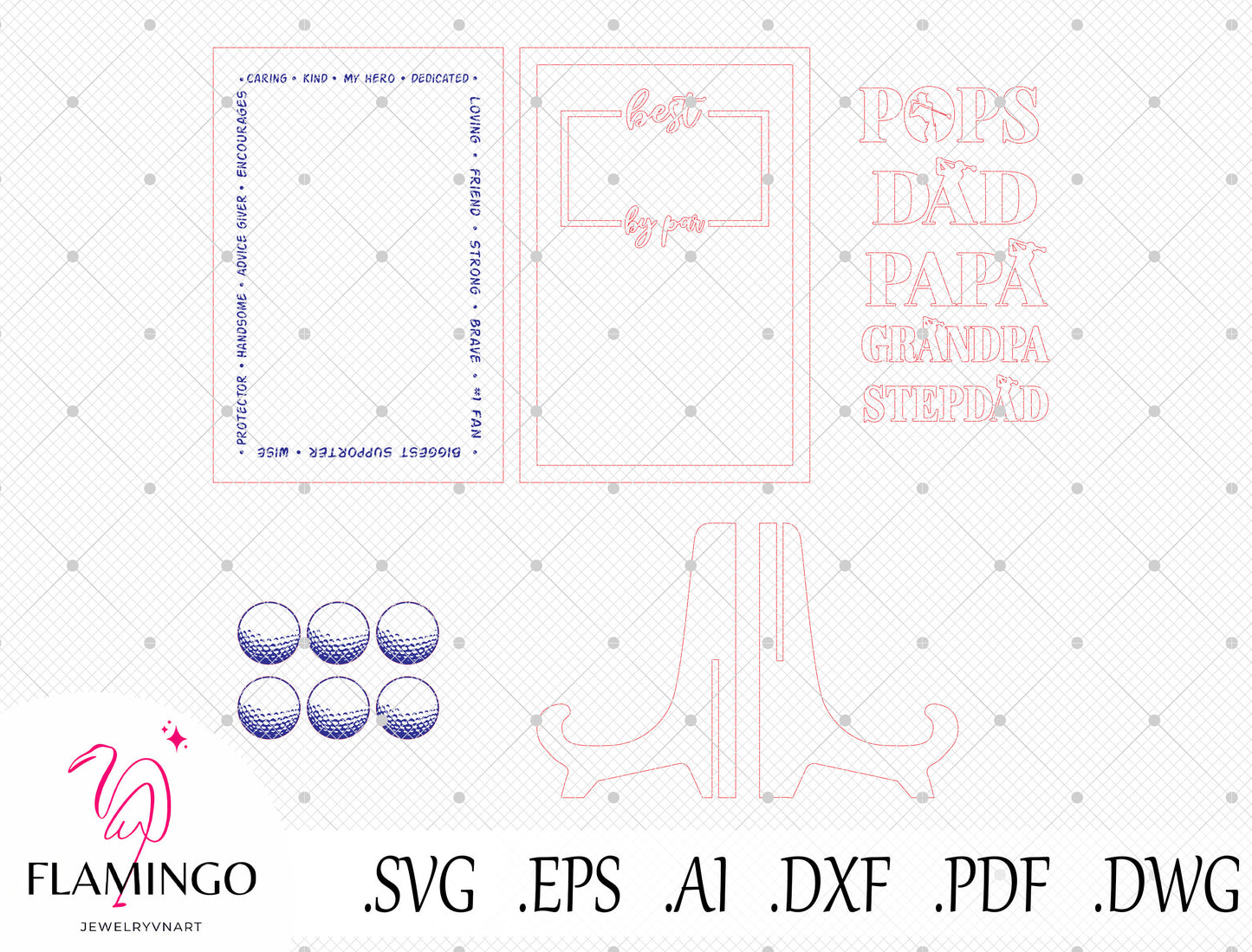 Personalized Golf Dad Sign SVG Bundle for Glowforge and xTool