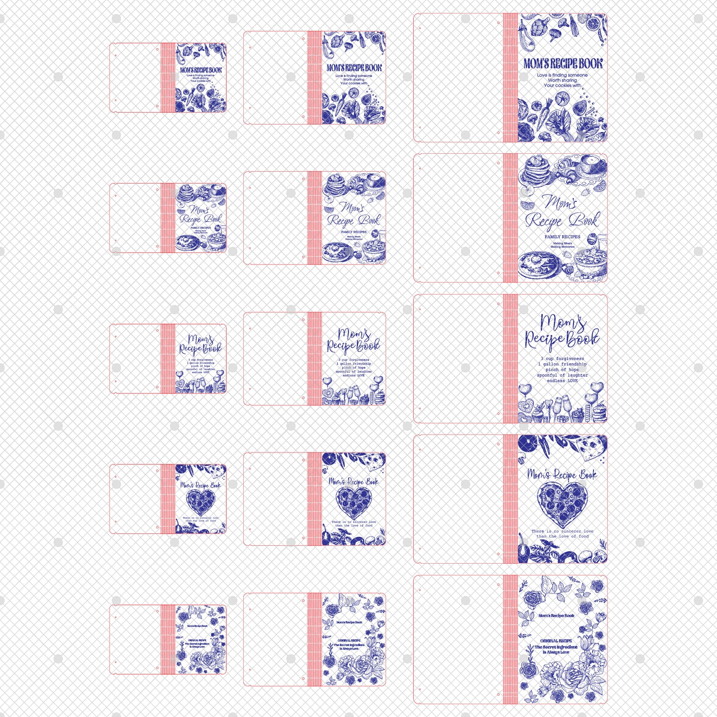 Mom's Recipe Book SVG Heart Food Floral Cookbook for xTool