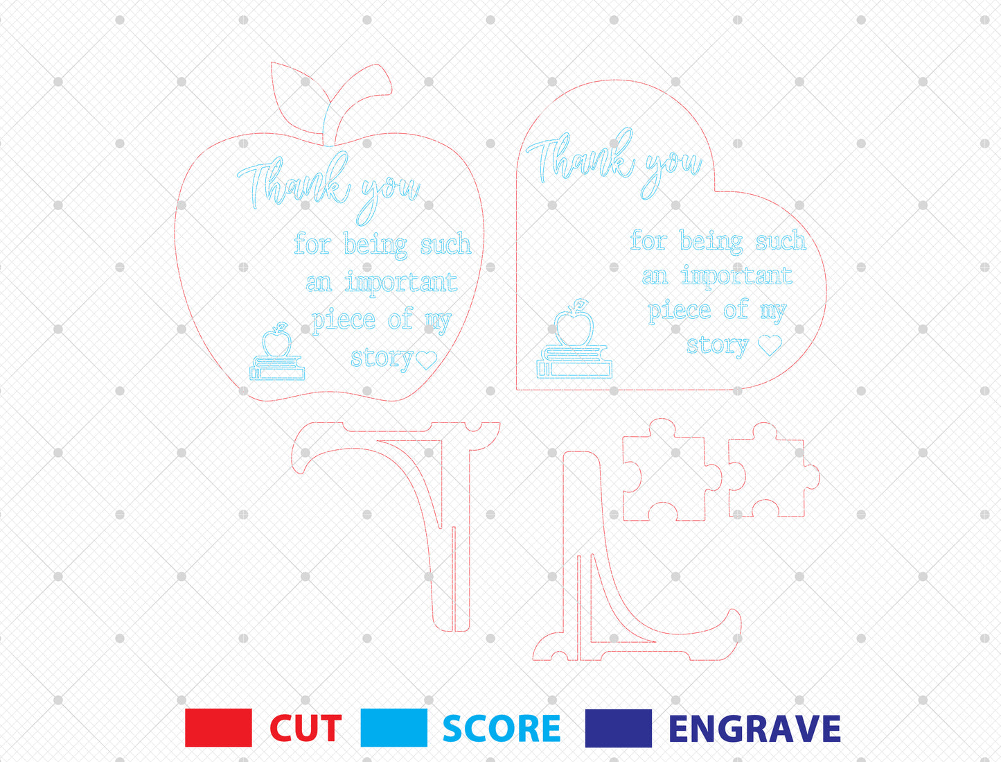 Teacher Puzzle Piece Sign “Important Piece Of My Story” for Glowforge