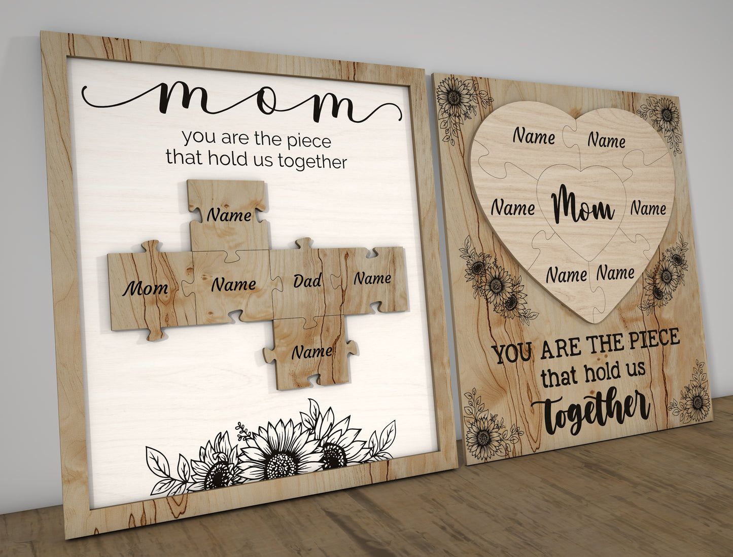 "You Are The Piece" Mom Puzzle Frame SVG for xTool and Glowforge