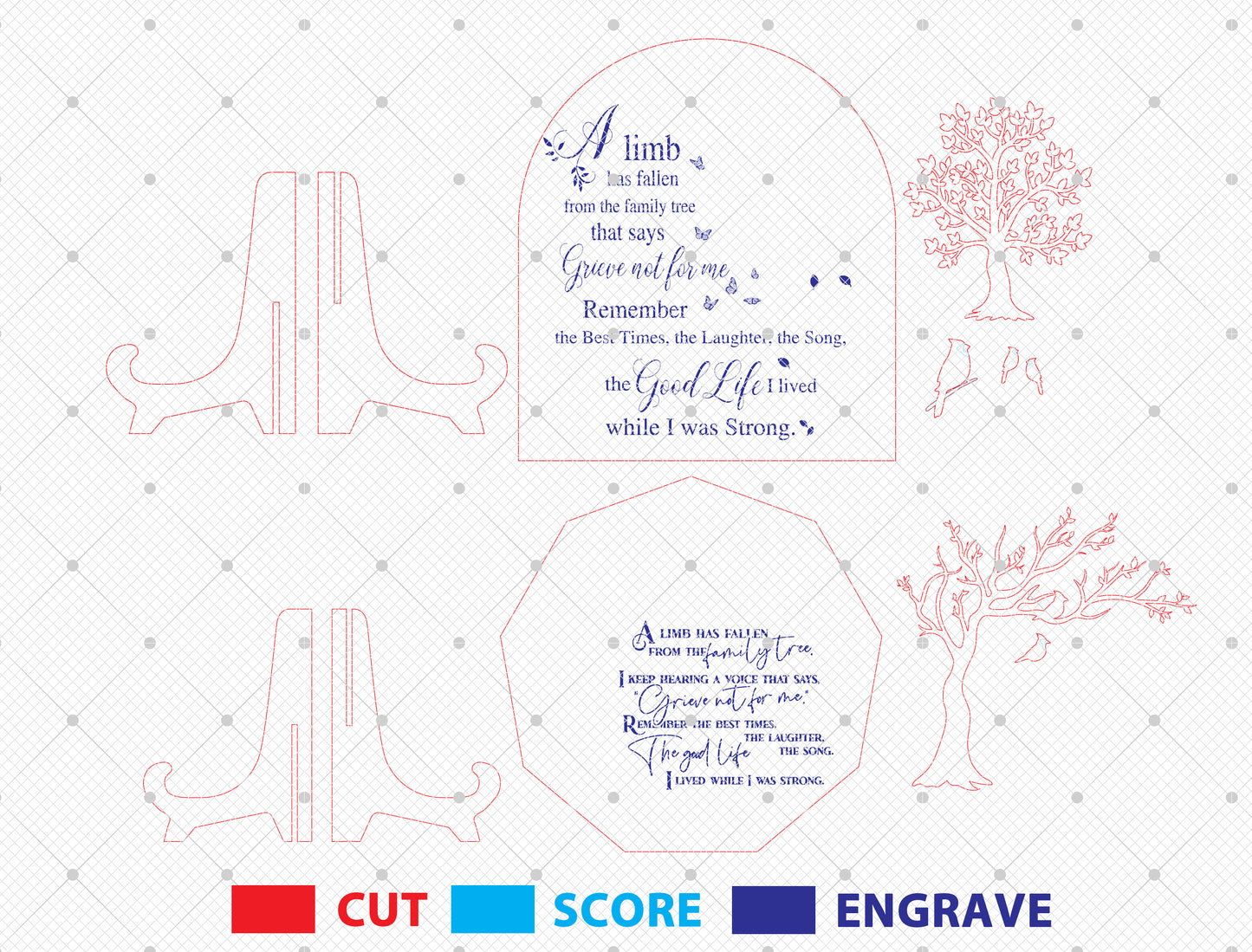 Tree Memorial SVG Cardinal Memorial Tabletop Sign SVG for Glowforge and xTool