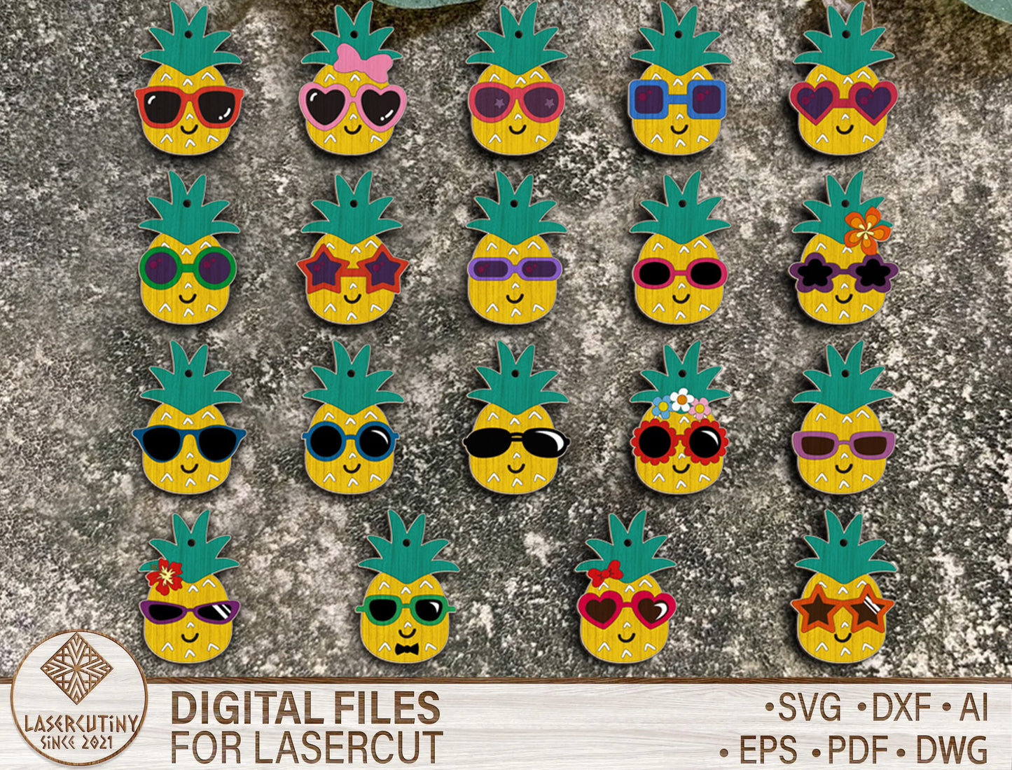 Pineapple Sunglasses Earring SVG Bundle with 19 Summer Designs