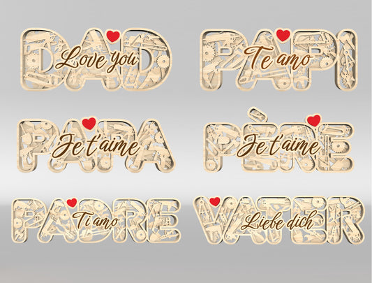 Dad Multilayer Name Sign SVG Laser Cut File for Glowforge and LightBurn