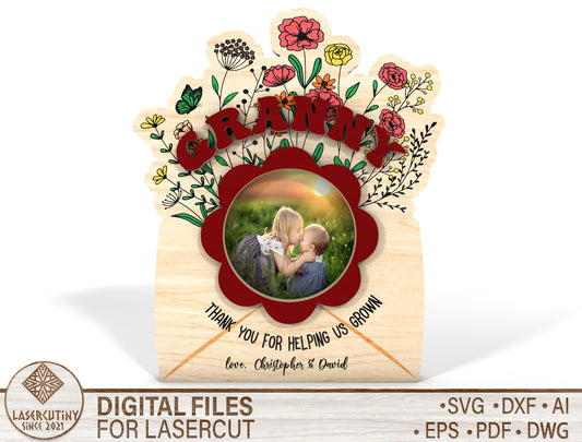 Floral Photo Magnet Mom Family SVG Bundle for Glowforge and xTool