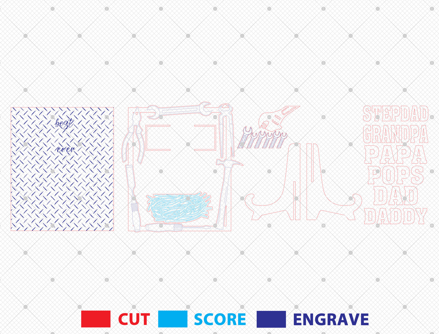 Personalized Tool Dad Sign SVG Laser Cut File for Glowforge and xTool
