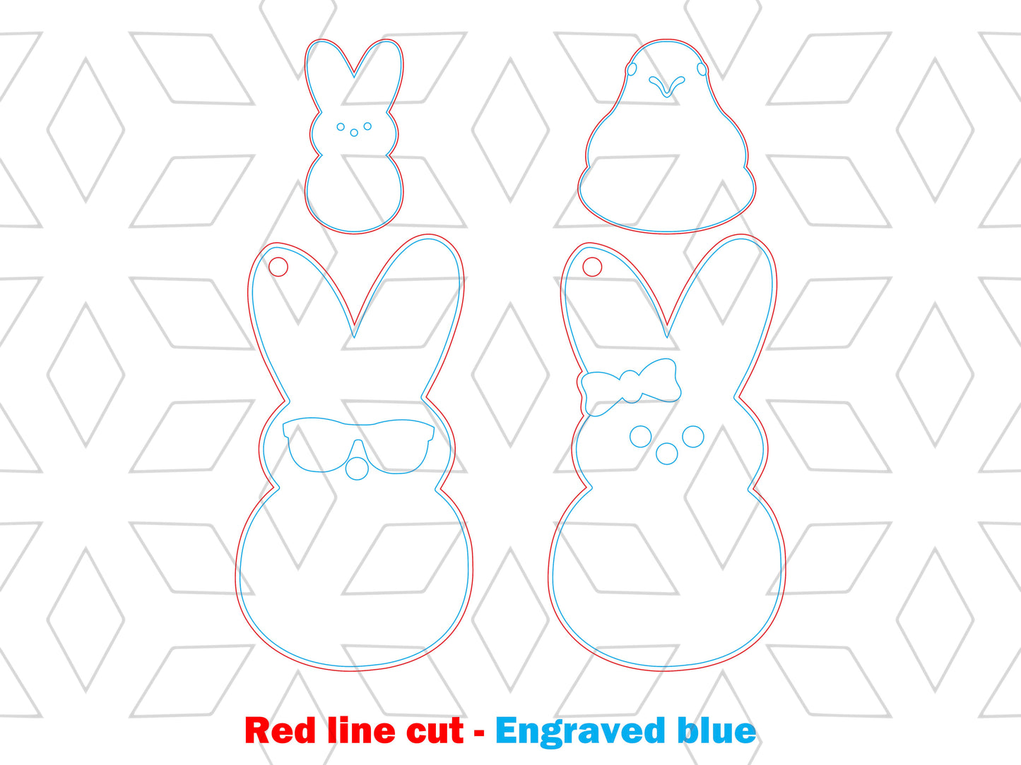 Peeps Bunny Earrings SVG Minimal Bunny Easter Jewelry for Glowforge