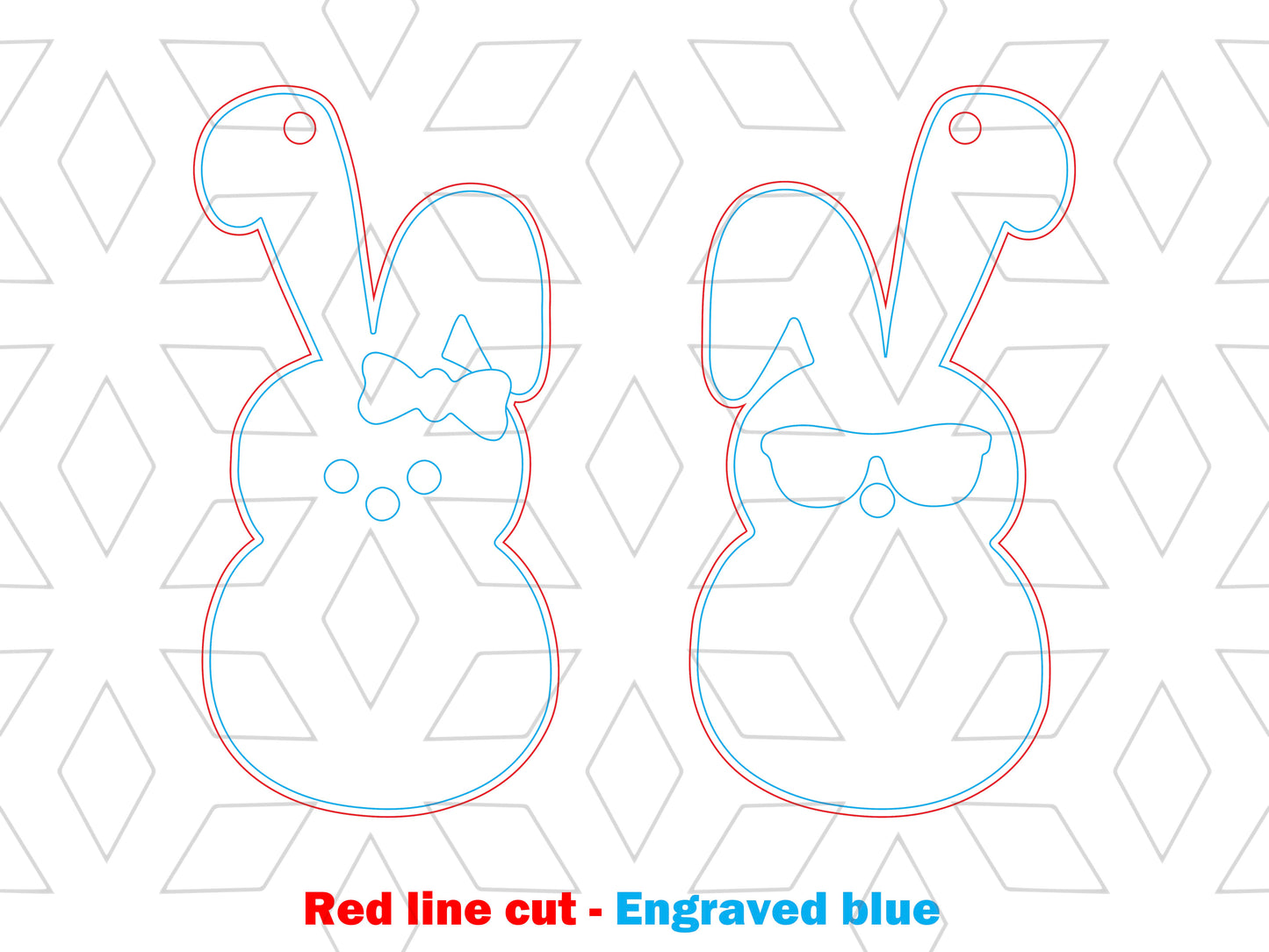 Peeps Bunny Earrings SVG V2 Cute Bunny Easter for LightBurn and xTool