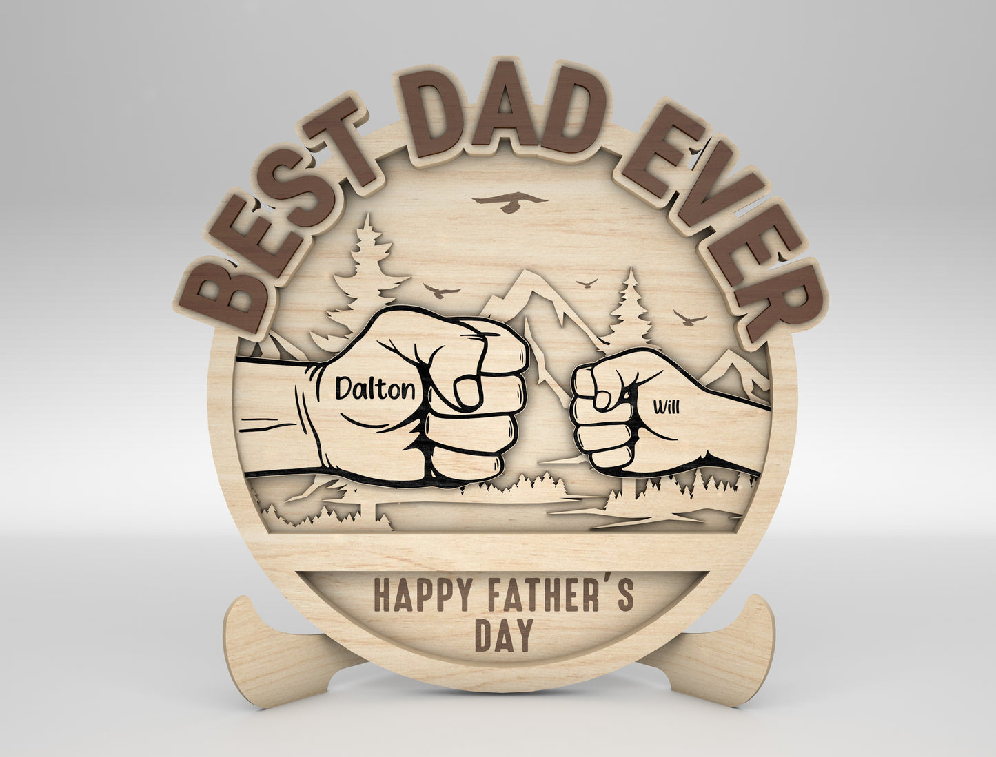 Personalized Best Dad Fist Bump Sign SVG Laser Cut File for Glowforge and xTool