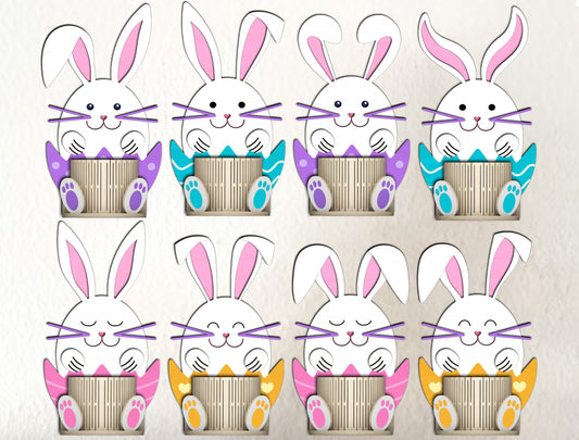 Playful Bunny Egg Holder Stand SVG Bundle 8 Designs for Glowforge and xTool